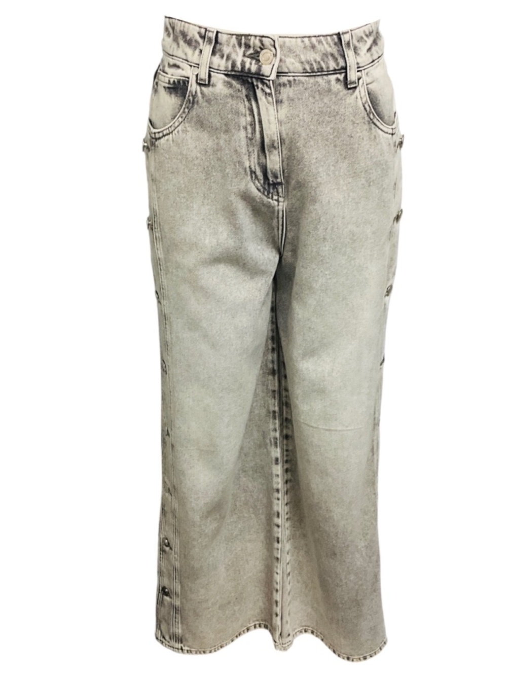 IRO MIXED GREY ANDREEA BUTTON SIDE WIDE LEG JEANS